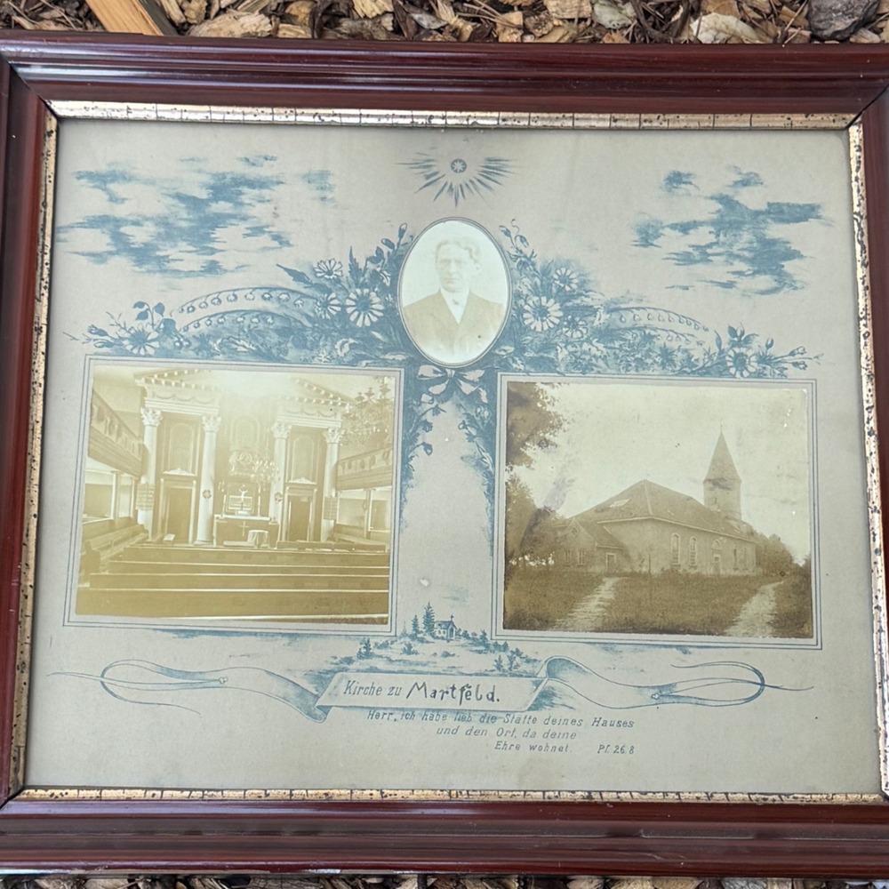 Antique German Kirche zu Martfeld Church Framed Photos Sepia Religious Art 15x13